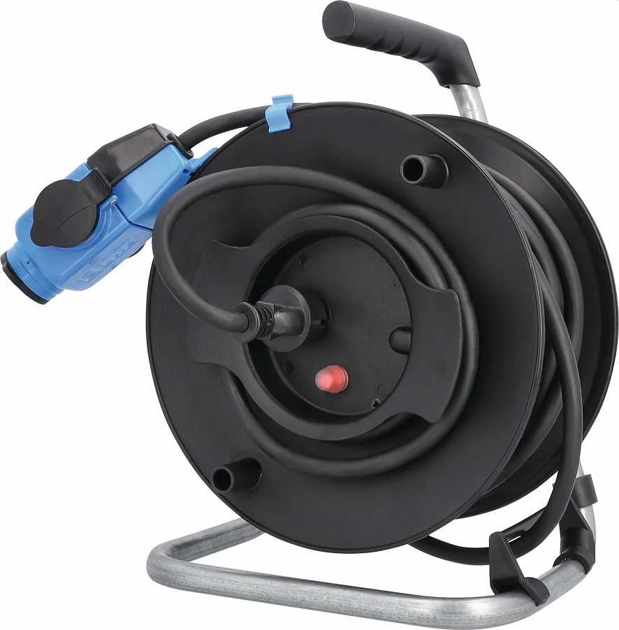 ENROULEUR A TAMBOUR 285MM H07RN-F 3G2,5, + TRIPLITE TRAVAIL EN HAUTEUR IP44 - 25M - NOIR image