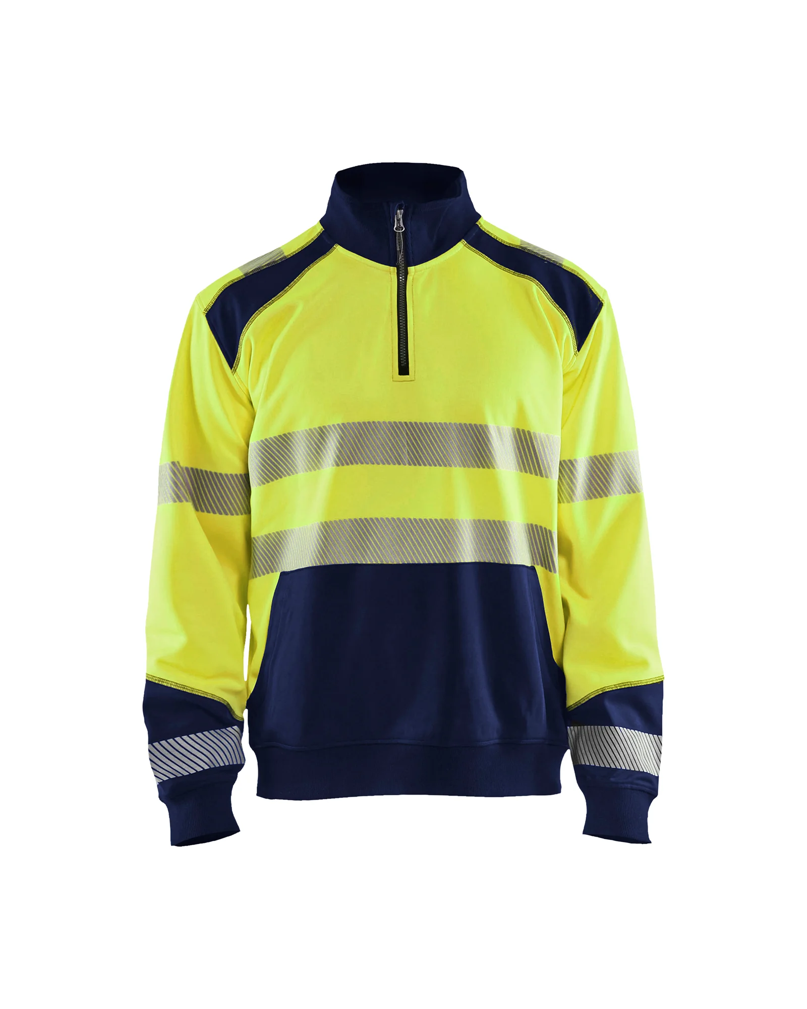 Sweat de travail col camionneur haute visibilité 3556 - Jaune fluo/Marine image