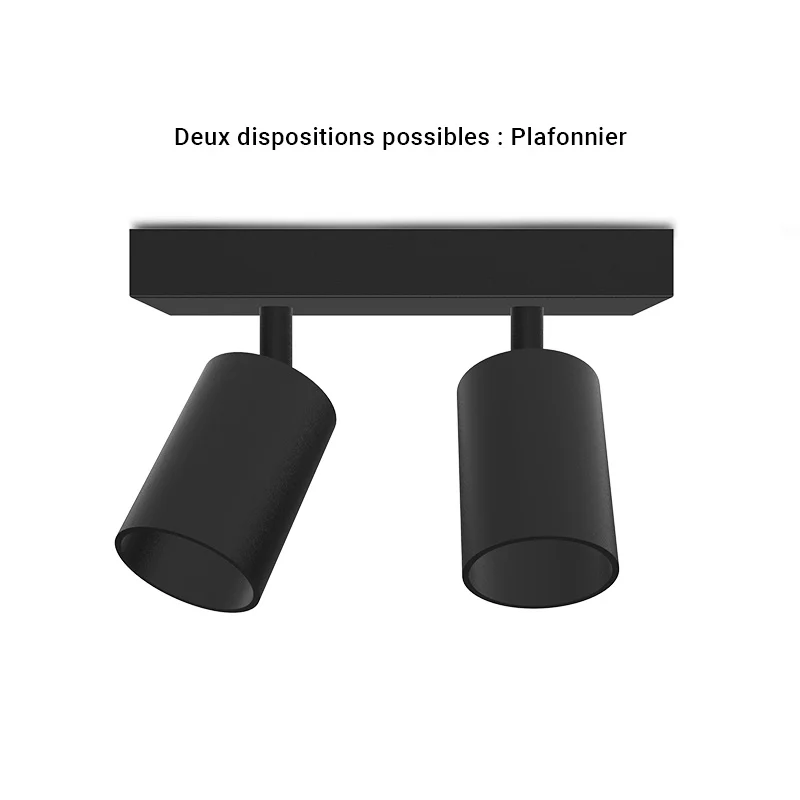 Applique intérieure double JASMIN GU10 (sans ampoule LED 2x7W max) IP20 - Noir image