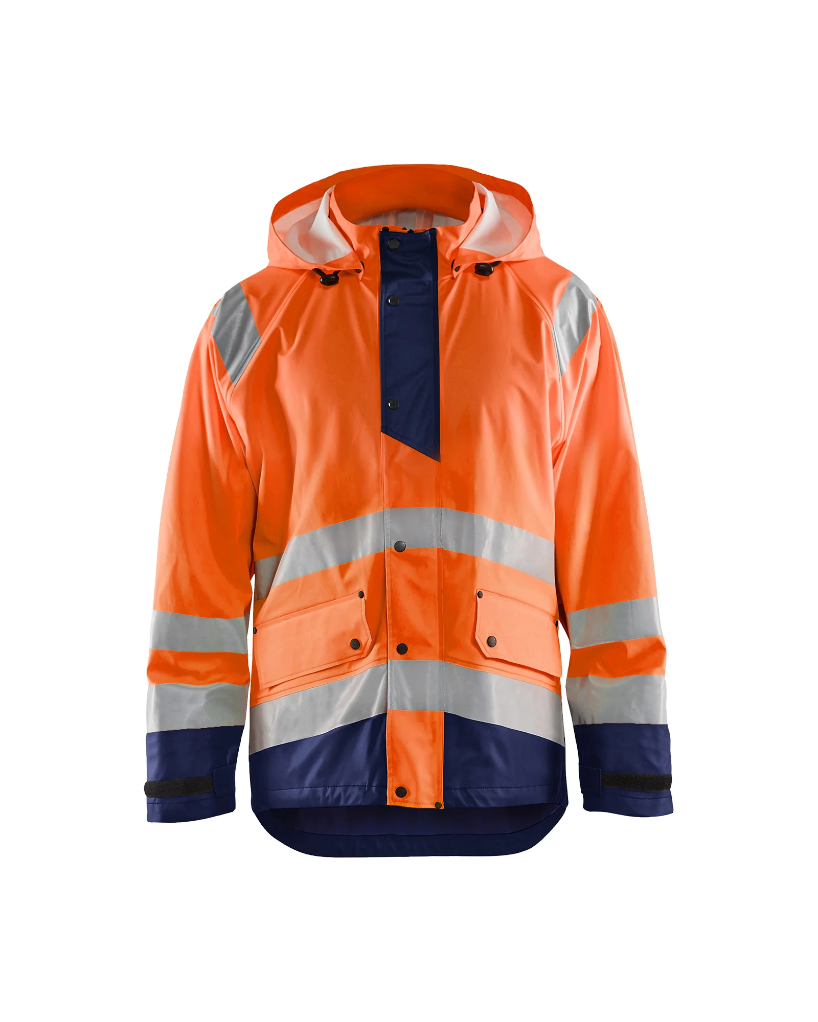 Veste de pluie haute visibilité niveau 1 4323 - Orange fluo/Marine image