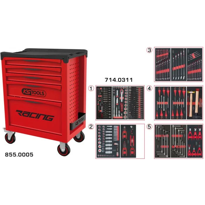 Servante RACING 5 tiroirs équipée de 311 outils image