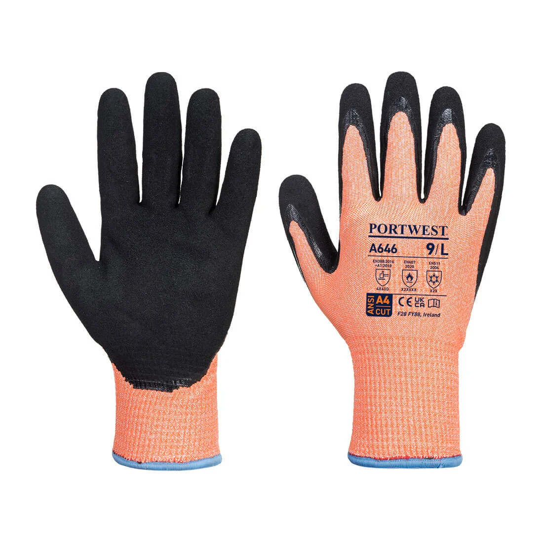 Gants Hiver Vis-Tex HR Cut nitrile Orange/Noir image
