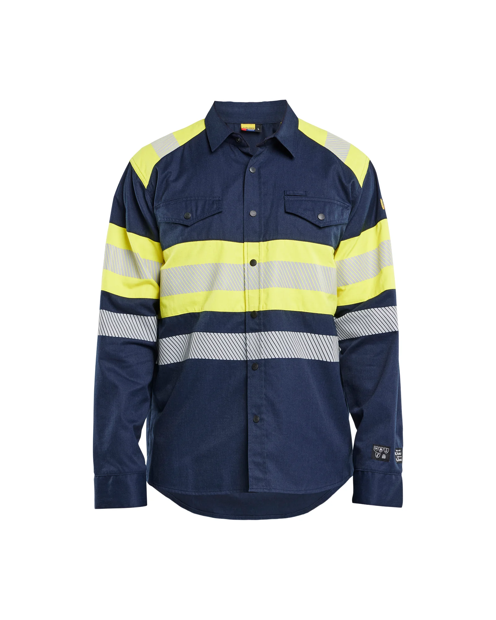 Chemise de travail multinormes inhérent 3229 - Marine/Jaune fluo image
