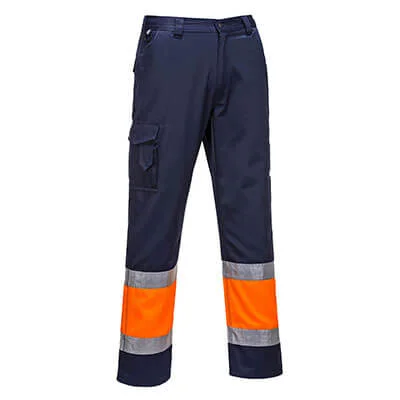 Pantalon combat Hi-Vis Bicolore Coton 190g Orange/Marine image