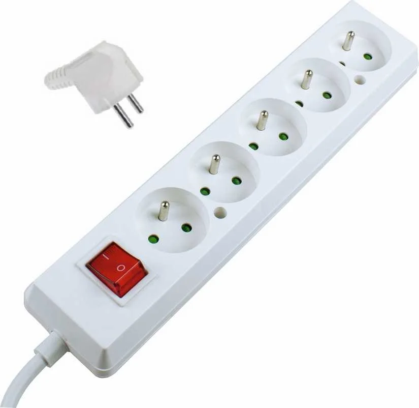 BLOC MULTIPRISES 5 PRISES 2P+T AVEC INTERRUPTEUR CABLE 1,5M H05VV-F 3G1,5 IP20 image