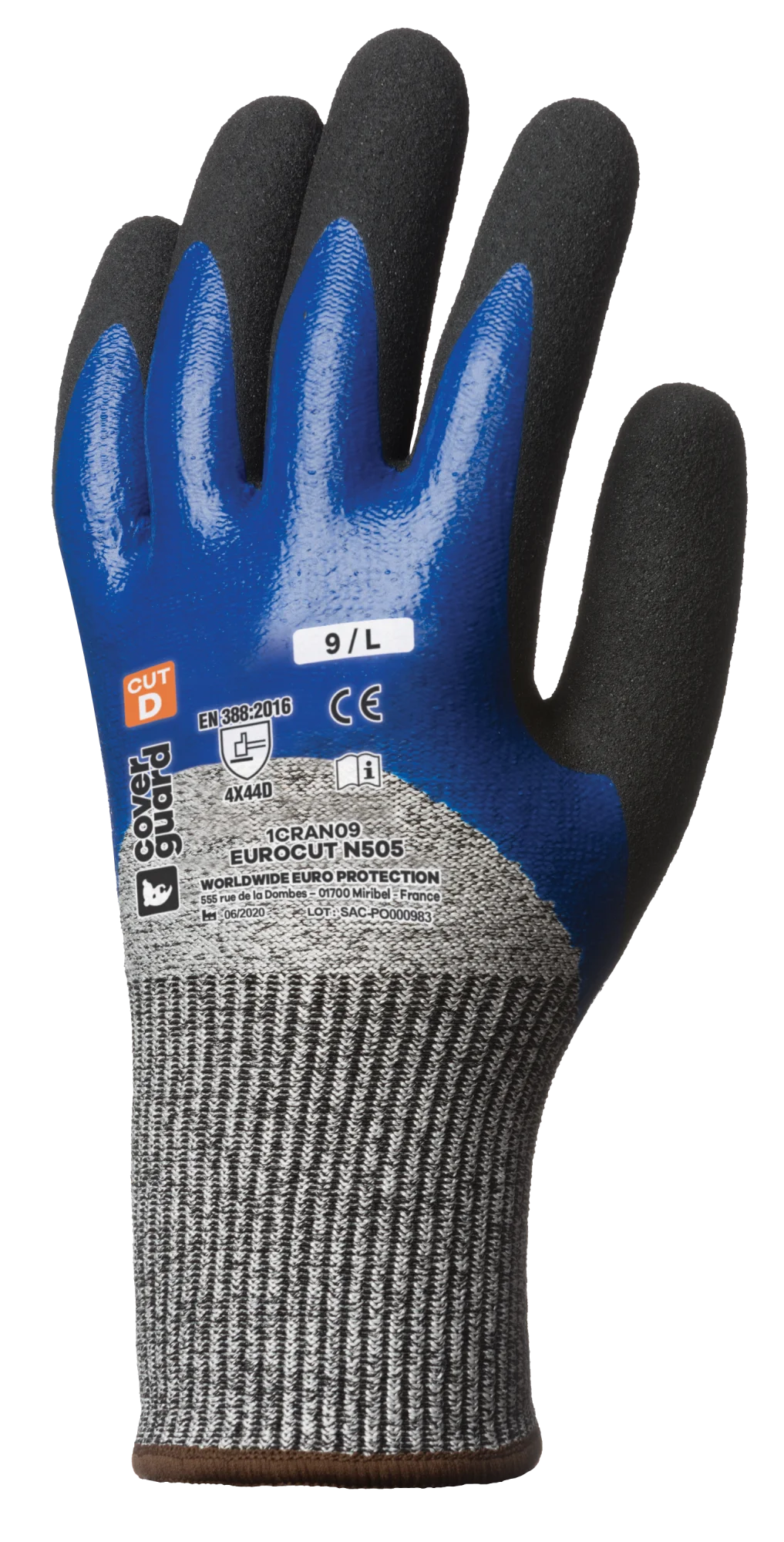 Lot de 5 - Gants anti-coupure double enduction EUROCUT N505 - Paume +3/4 dos image
