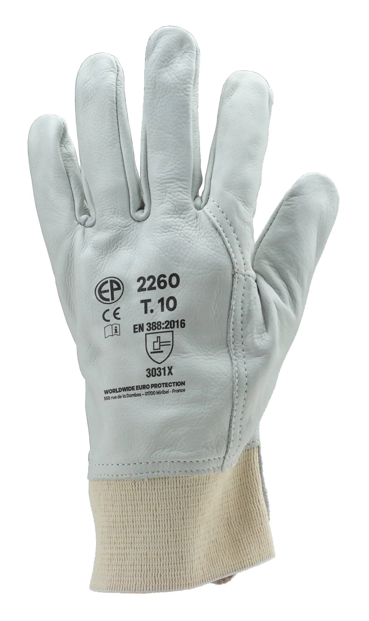 Lot de 10 paires de gants Manutention fleur vachette - poignée élastique - protège artères image