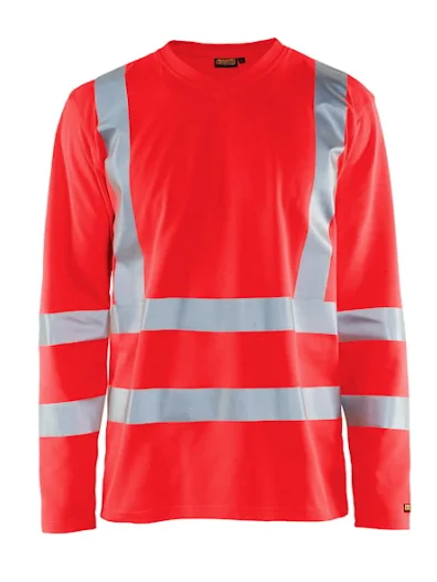 T-shirt de travail manches longues haute visibilité col V anti-UV 3381 - Rouge fluo image