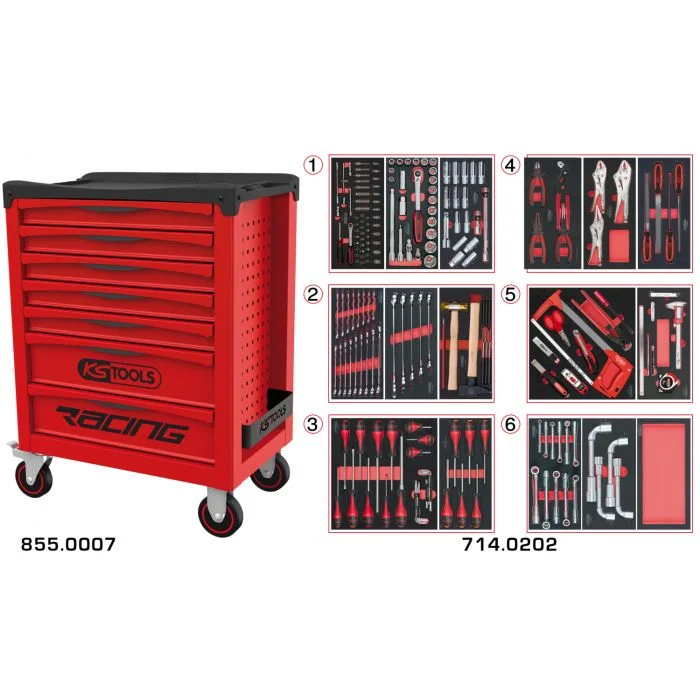 Servante RACING 7 tiroirs équipée de 202 outils image