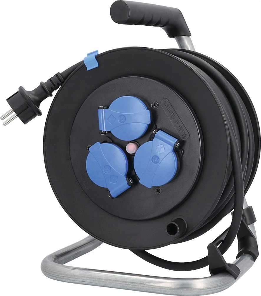 ENROULEUR DE CABLE PRO A TAMBOUR 230MM A CLAPETS H07RN-F 3G1,5 - 3 PRISES NF IP44 image