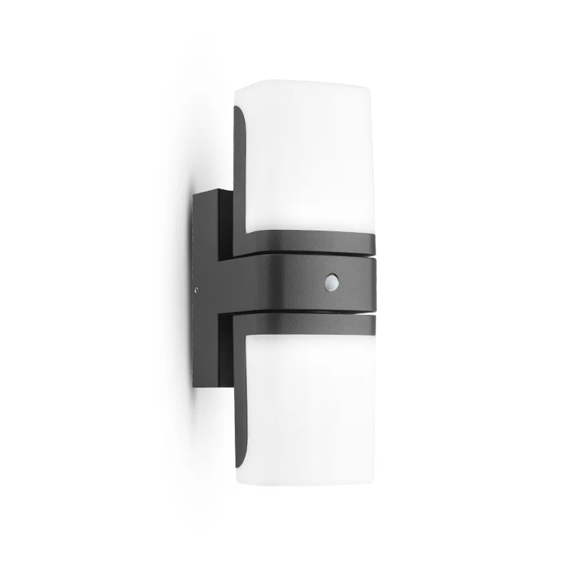 Applique murale double LED ELOUAN + détecteur IR 12,5W - 650lm - 3000K IP54 - Noir image