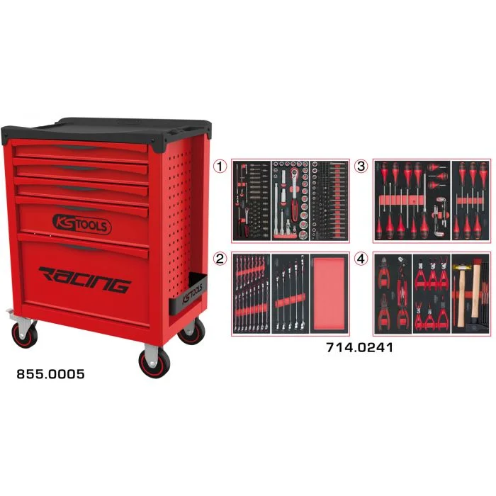 Servante RACING 5 tiroirs équipée de 241 outils image