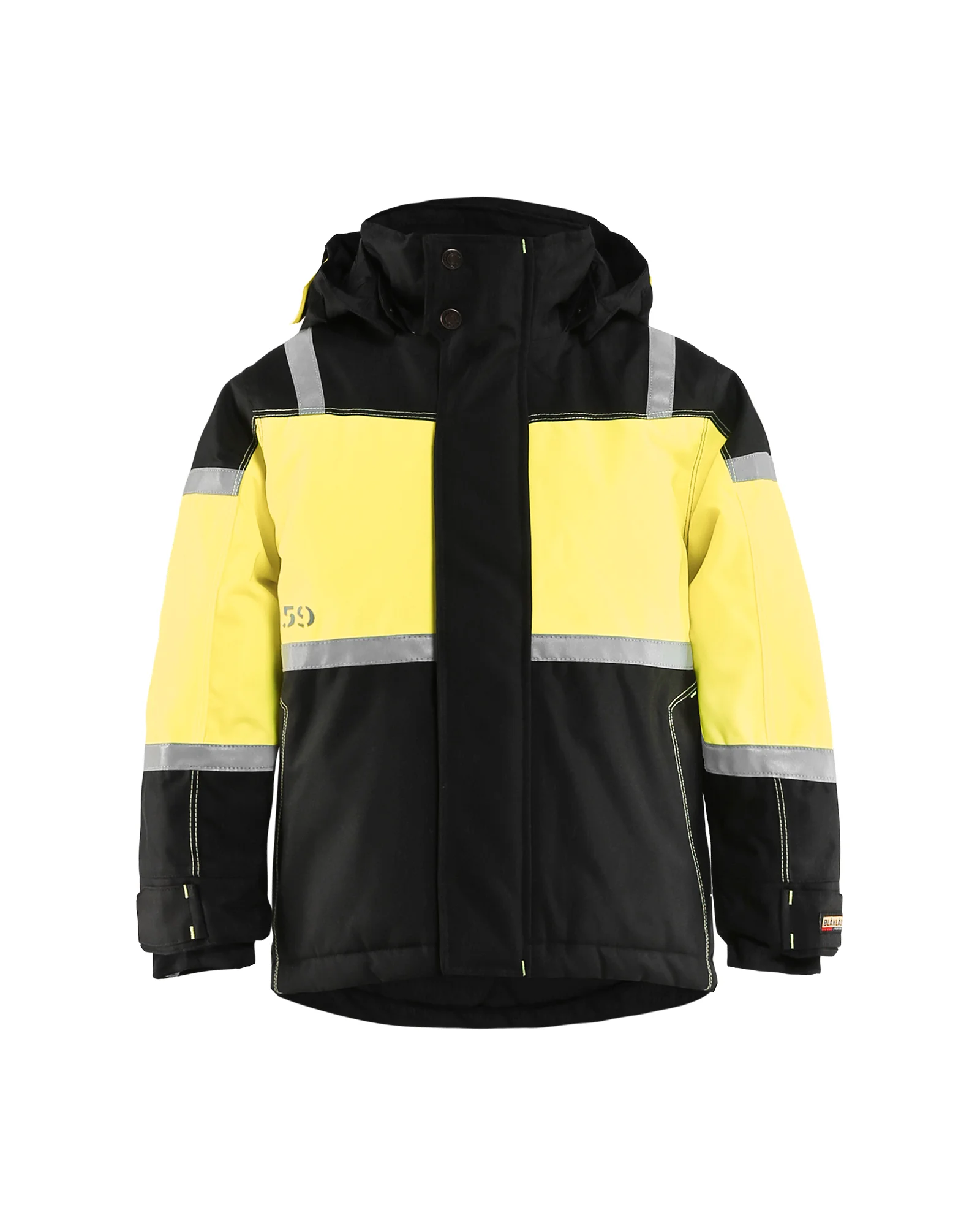 Veste de travail à capuche hiver enfant 4858 - Noir/Jaune fluo image