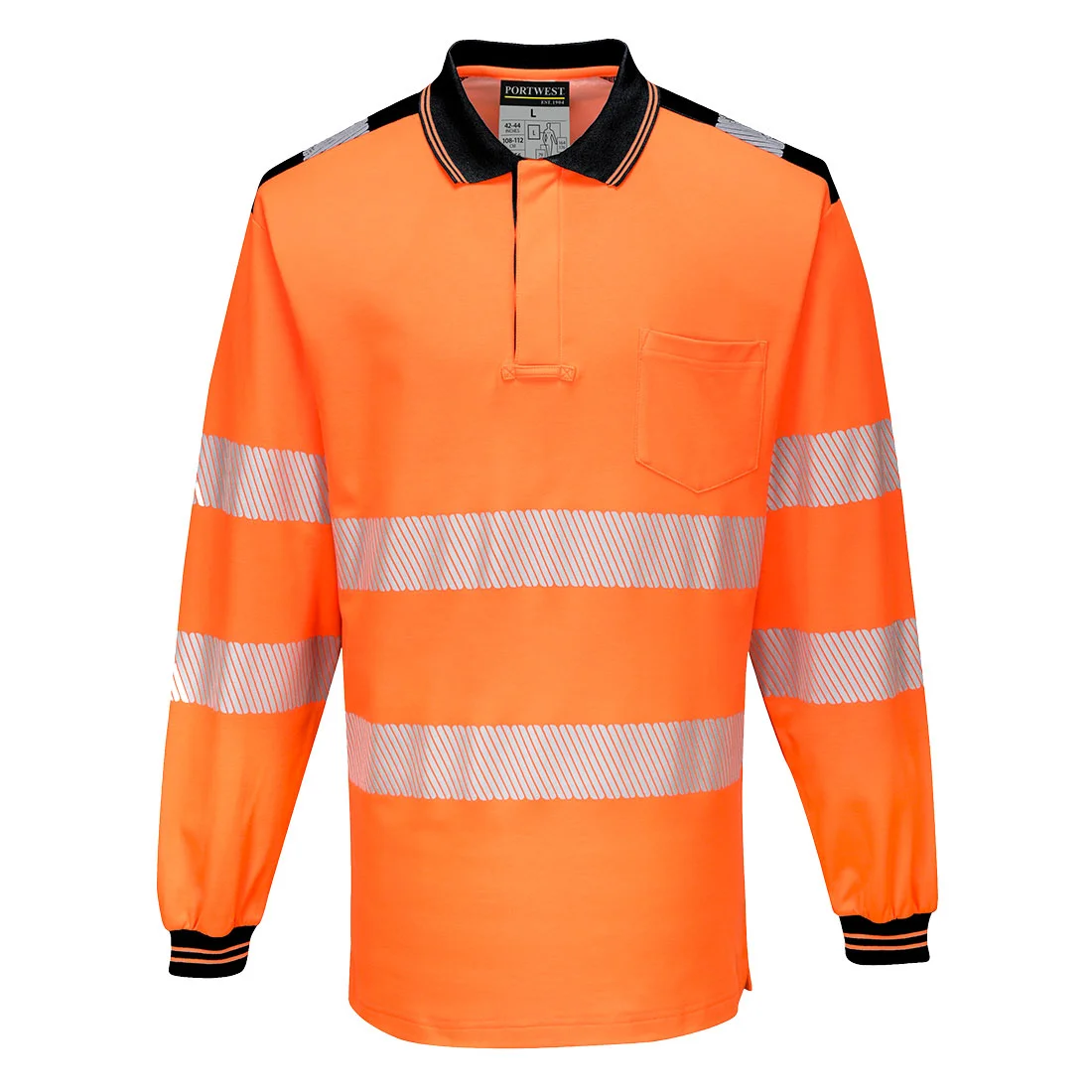 Polo PW3 Haute Visibilité ML Orange/Noir image