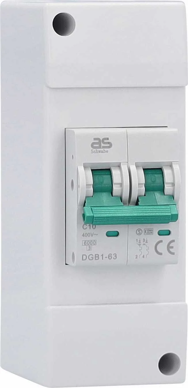 DISJONCTEUR C10A - 2P/10A/230V - IP44 - BOITIER PLASTIQUE BLANC image