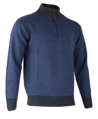 Pull de travail col camionneur JOE - BLEU CHINE/GRIS FONCE image