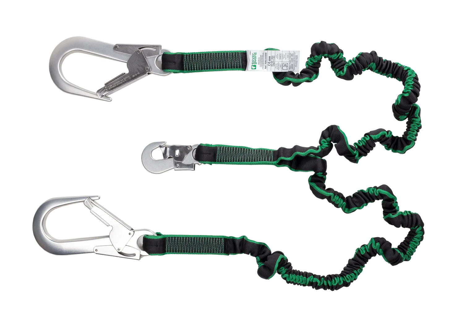 Longe à absorbeur sangle élastique avec énergie d'absorbeur intégré et 2 connecteurs aluminium ouverture 60mm image