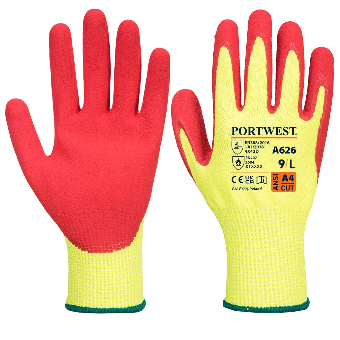Gants Vis-Tex anticoupure HR Nitrile Jaune/Rouge image