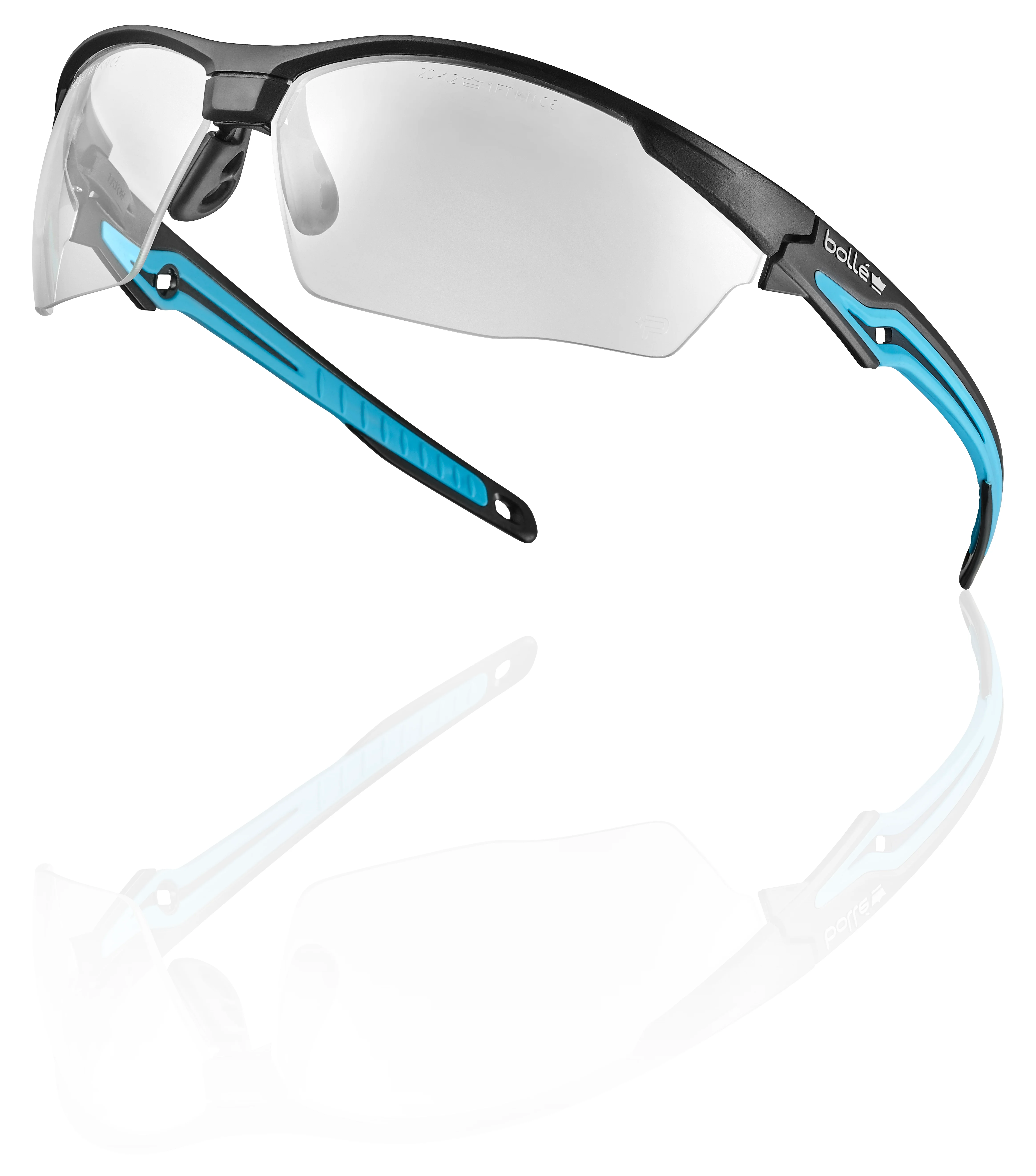 Lunette de protection éco-conçue demi-monture PC/TPR TRYON - Noir/Bleu image