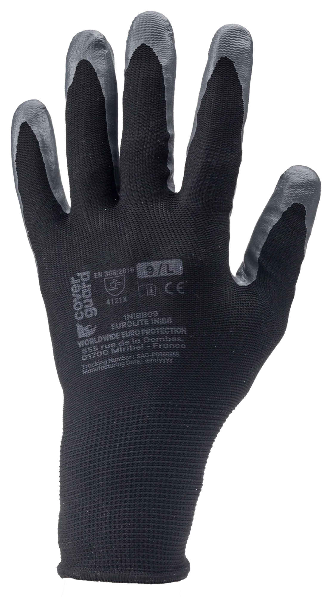 Gants Manutention polyester noir paume enduite nitrile gris image