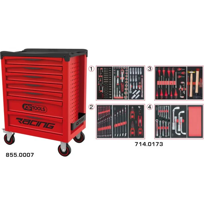 Servante RACING 7 tiroirs équipée de 173 outils image