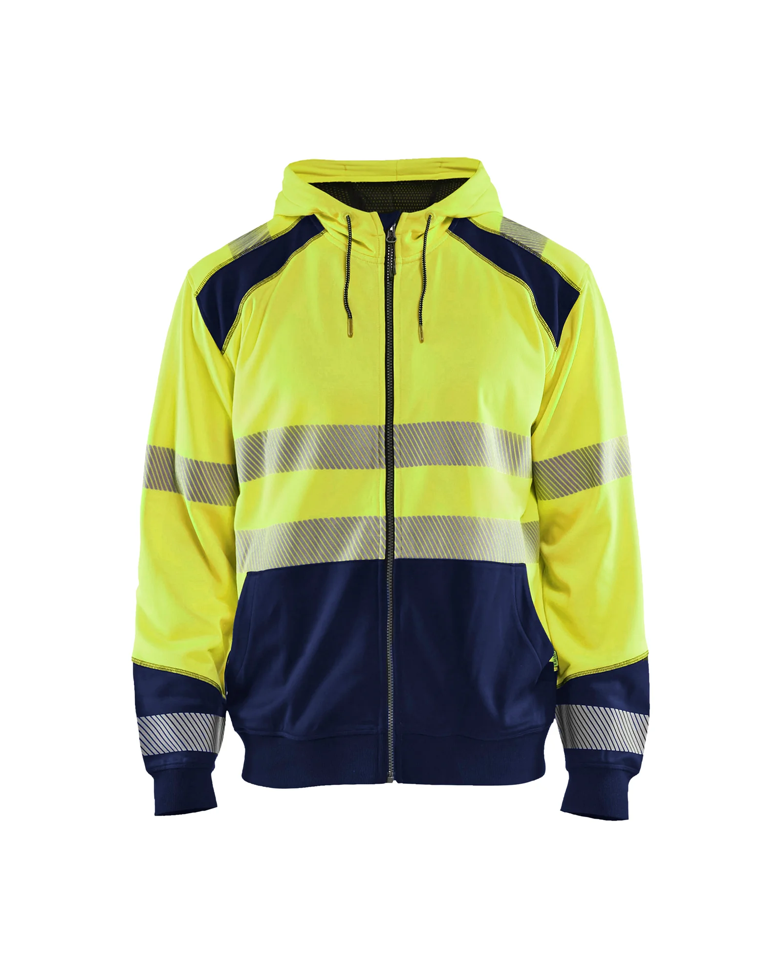 Sweat de travail zippé à capuche haute visibilité 3546 - Jaune fluo/Marine image