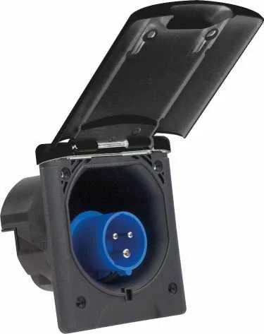 Fiche alimentation CEI encastrée avec fermeture magnétique 230V 16A Monophasé - IP45 image