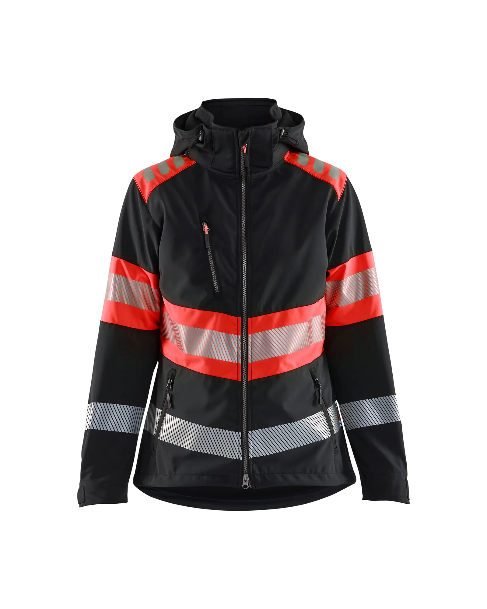 Veste softshell de travail haute visibilité femme 4404 - Noir/Rouge fluo image