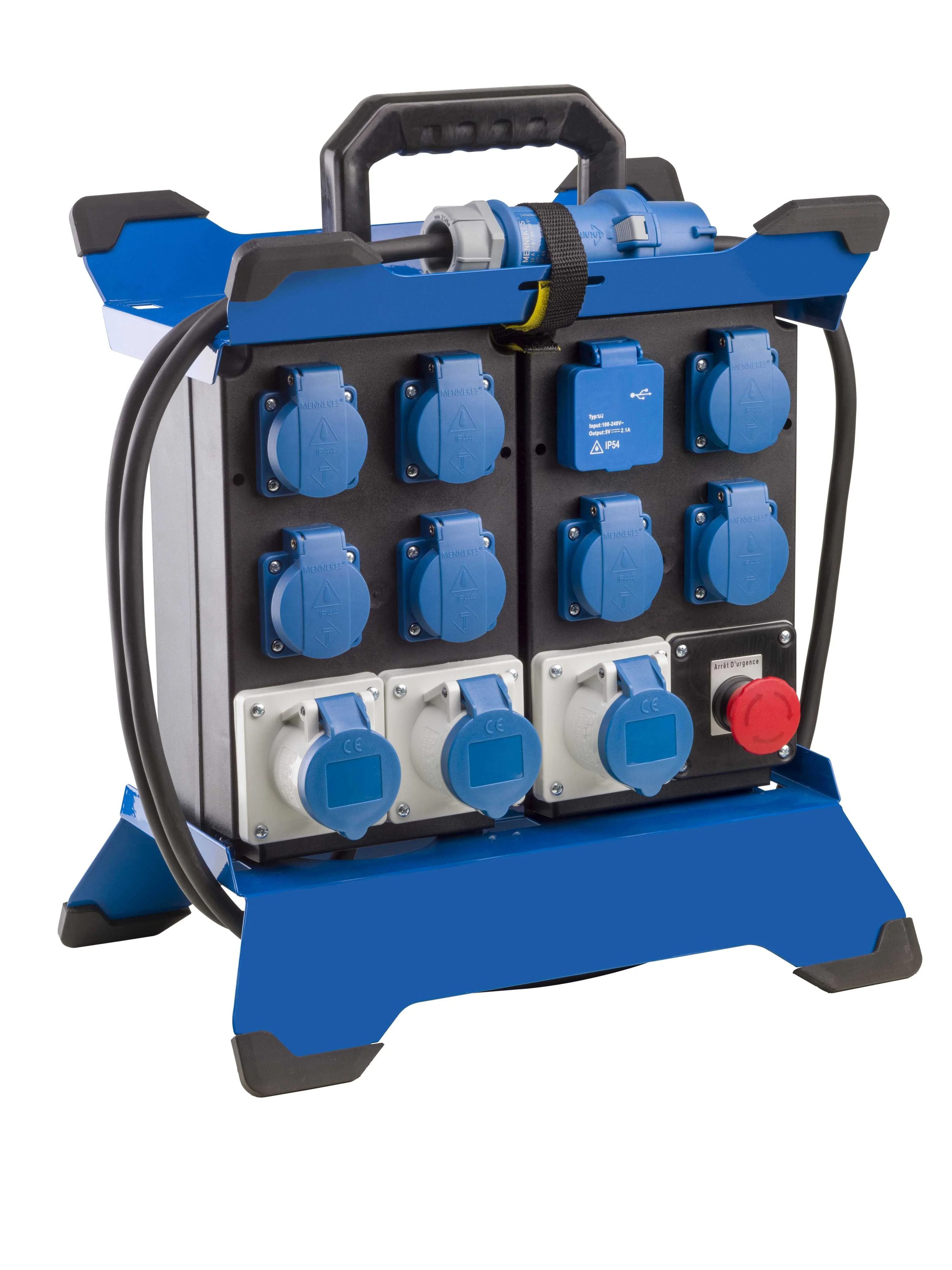 COFFRET DE CHANTIER STECKY DUO 3,6 kW 7 PRISES NF 2P+T / 3 PRISES CEI 1PNT/16A/230V + 2 SORTIES USB IP44 image