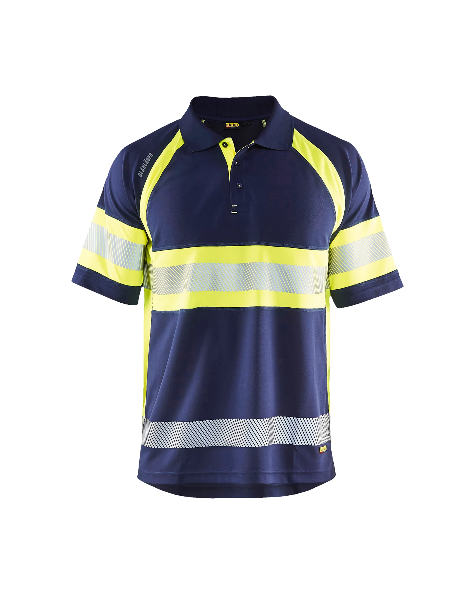 Polo de travail haute visibilité anti-UV 3338 - Marine/Jaune fluo image