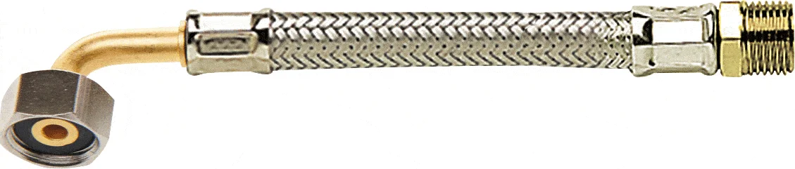Flexible Tressé Inox Coudé STANDARD - Sanitaire - Tuyau Ø8mm avec joint - Femelle/Male image