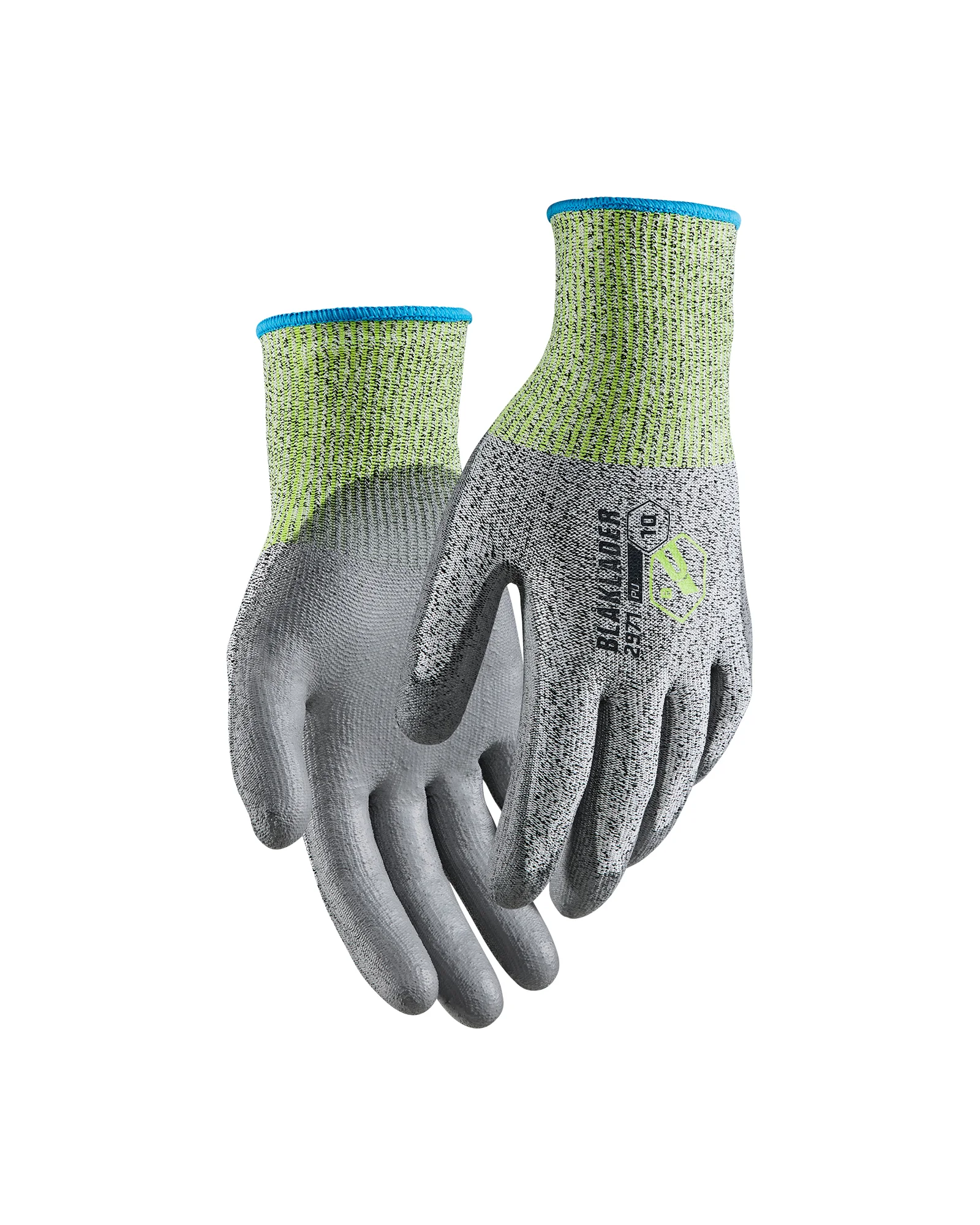 Lot de 6 paires - Gants de travail en PU trempé anti coupure niveau B 2971 - Noir/Blanc image