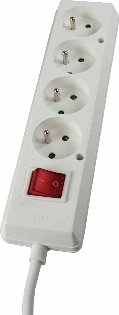 BLOC MULTIPRISES 4 PRISES 2P+T AVEC INTERRUPTEUR CABLE 1,5M H05VV-F 3G1,5 IP20 image