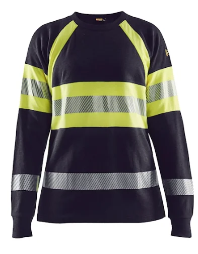 T-shirt de travail manches longues retardant flamme femme 3494 - Marine/Jaune fluo image