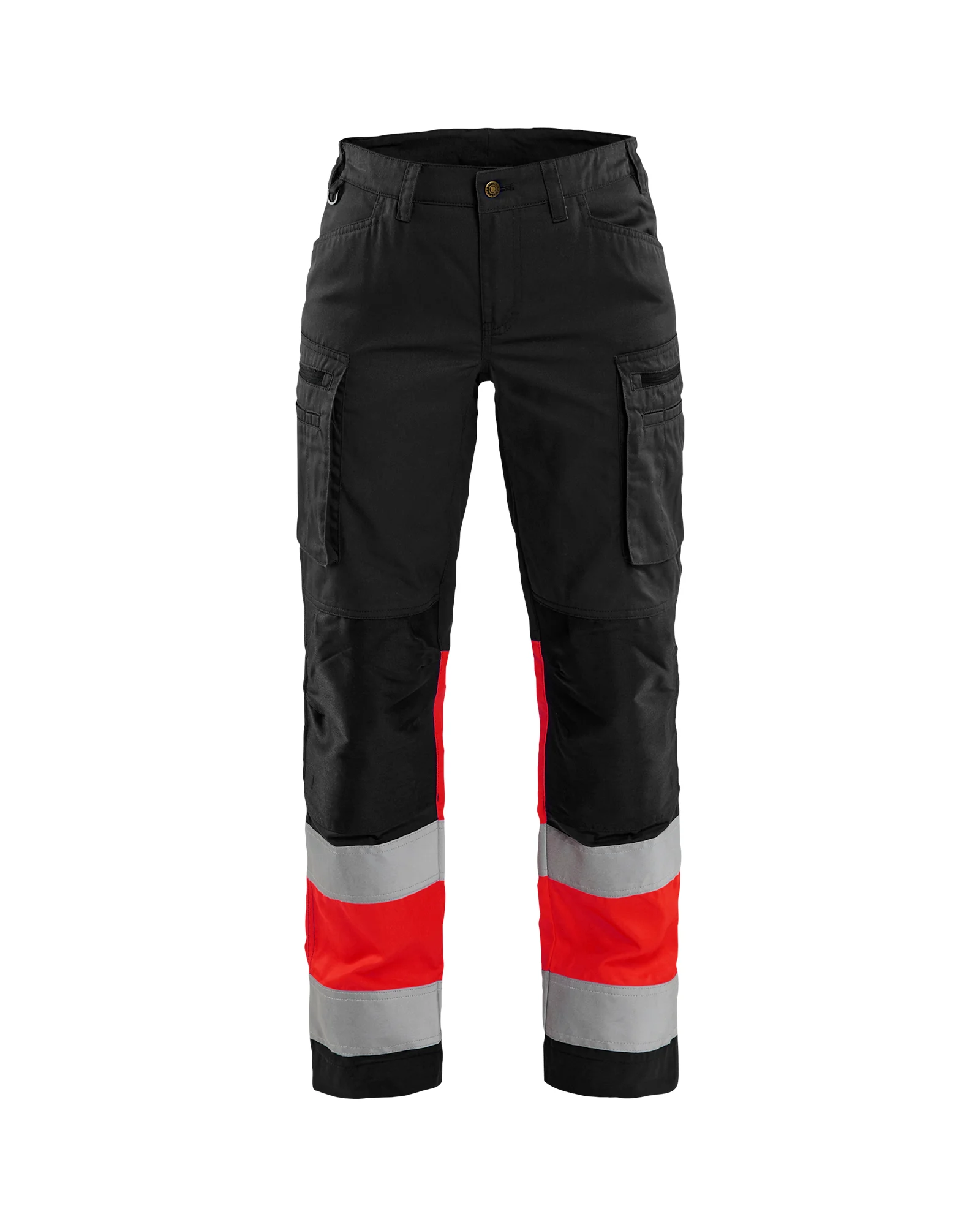 Pantalon de travail stretch haute visibilité femme 7161 - Noir/Rouge fluo image