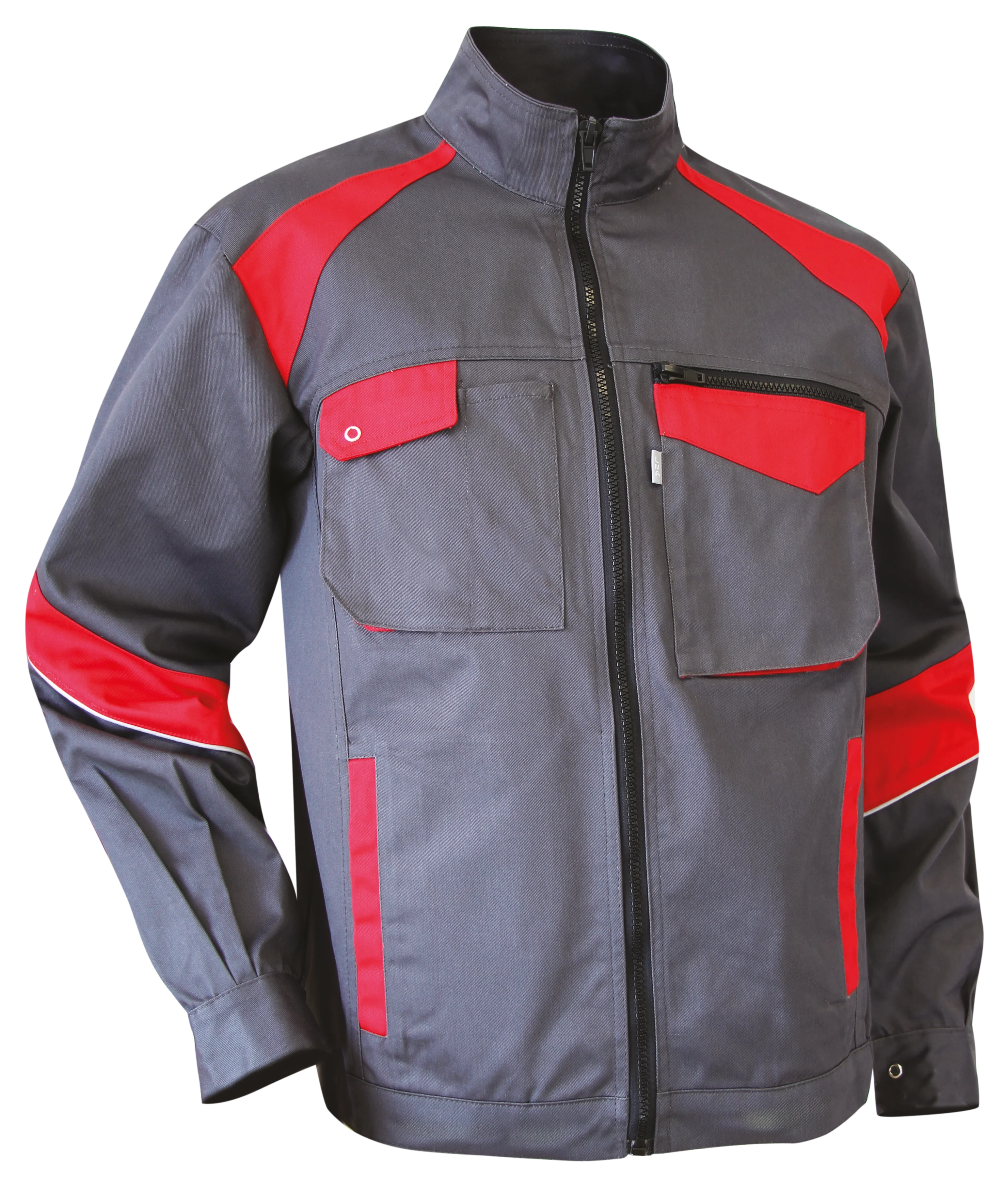 Veste de travail col montant COLZA - GRIS/ROUGE image