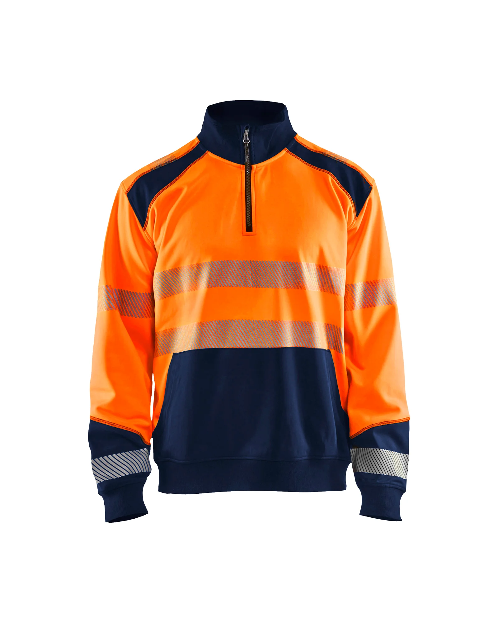 Sweat de travail col camionneur haute visibilité 3556 - Orange fluo/Marine image