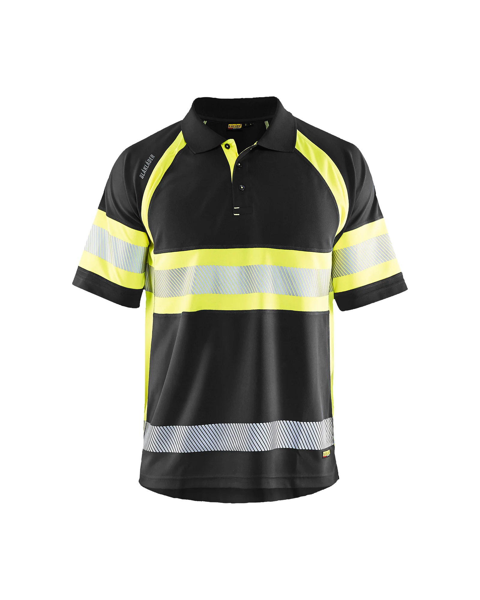 Polo de travail haute visibilité anti-UV 3338 - Noir/Jaune fluo image