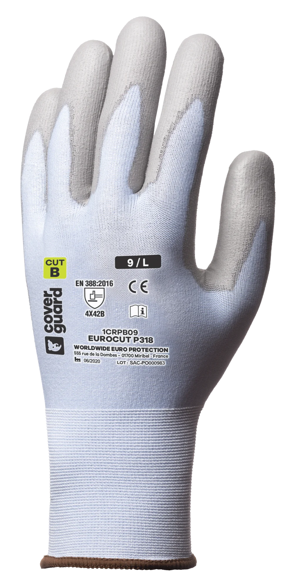 Lot de 5 paires de gants anti-coupure EUROCUT P318 - Enduit PU Bleu image