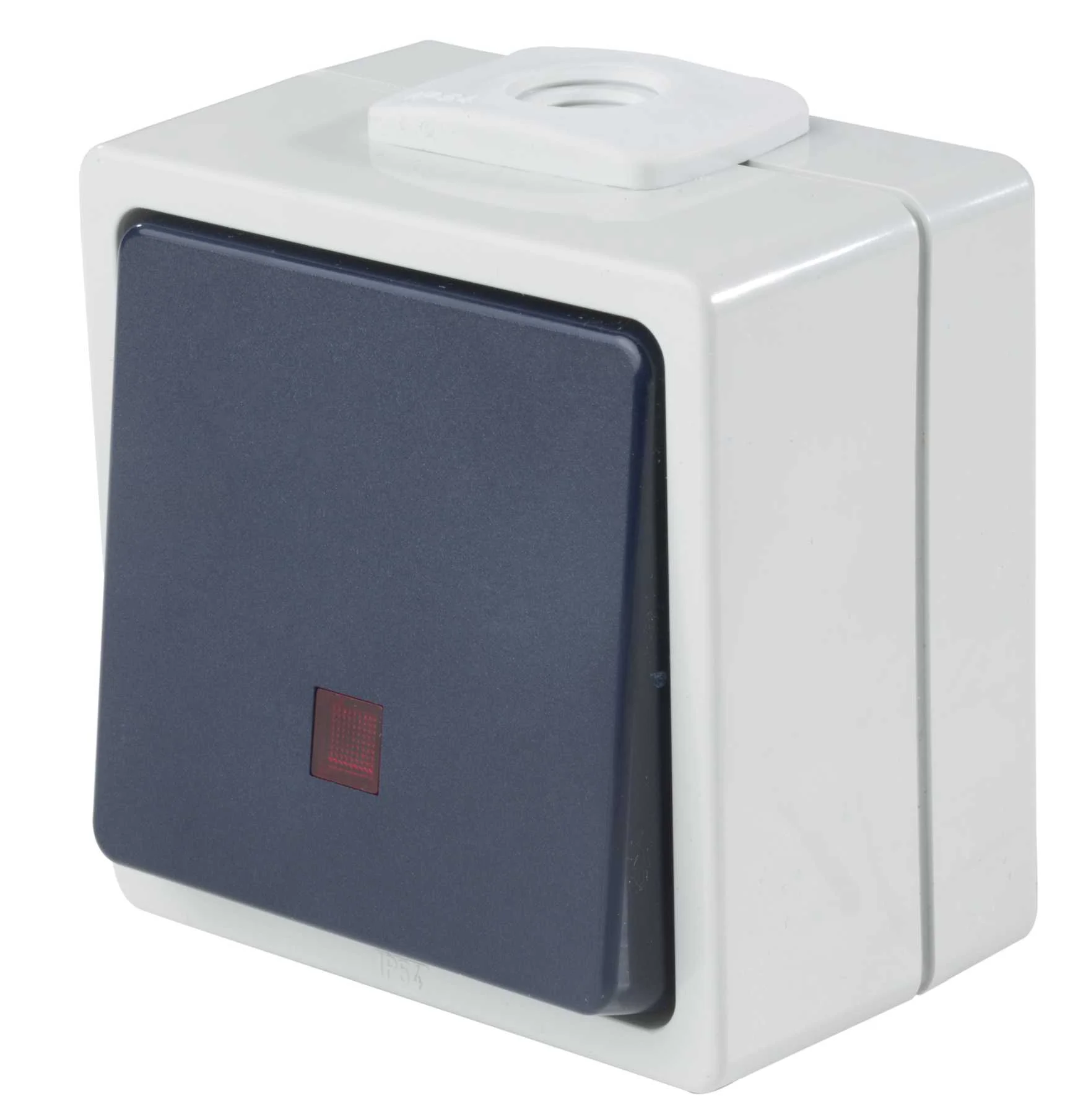 POUSSOIR LUMINEUX ETANCHE 10 A - IP54 - GRIS/BLEU image