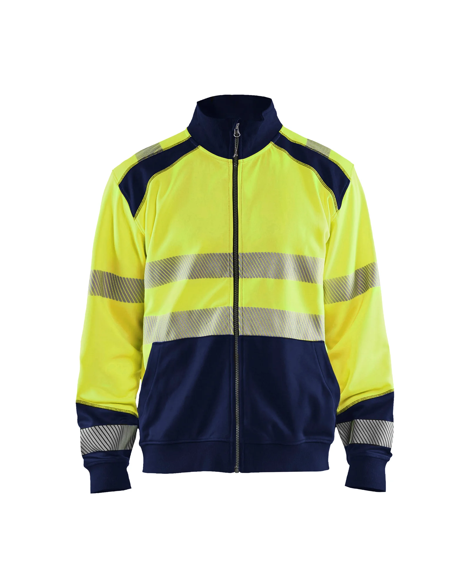 Sweat de travail zippé haute visibilité 3558 - Jaune fluo/Marine image