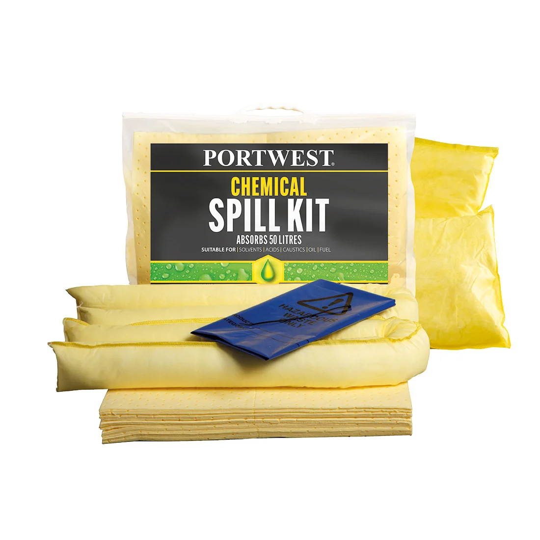 Lot de 3 Kit absorbants 50 litres produits chimiques Jaune image