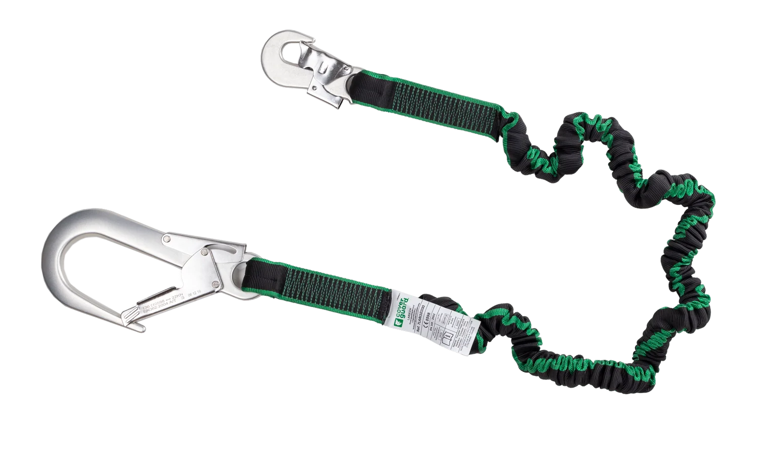 Longe à absorbeur sangle élastique avec énergie d'absorbeur intégré et 2 connecteurs aluminium ouverture 60mm image