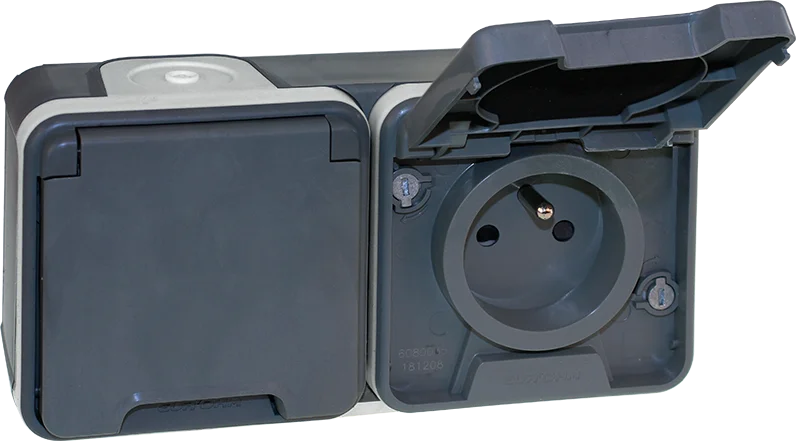 Double prise courant horizontale 2P+T saillie - IP55 - OXXO image