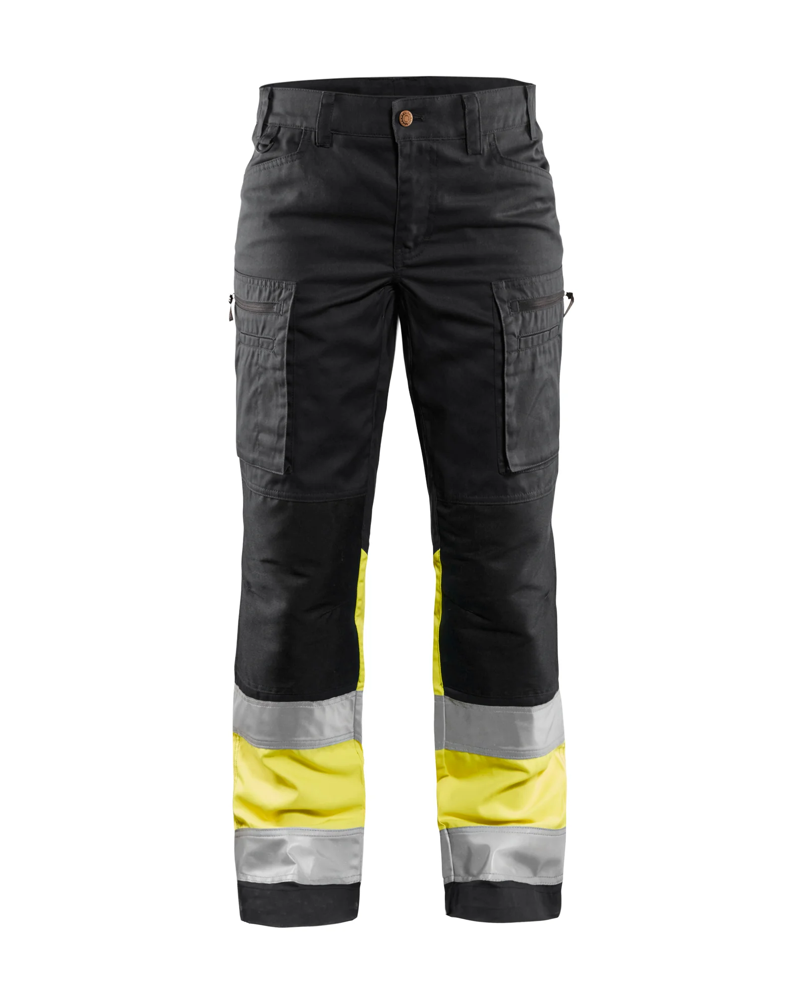 Pantalon de travail stretch haute visibilité femme 7161 - Noir/Jaune fluo image