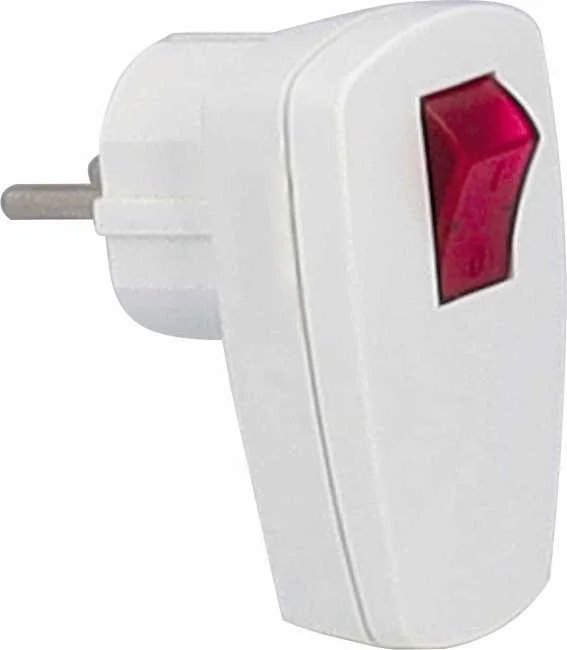 FICHE COUDEE PVC 2P+T AVEC INTERRUPTEUR IP44 image