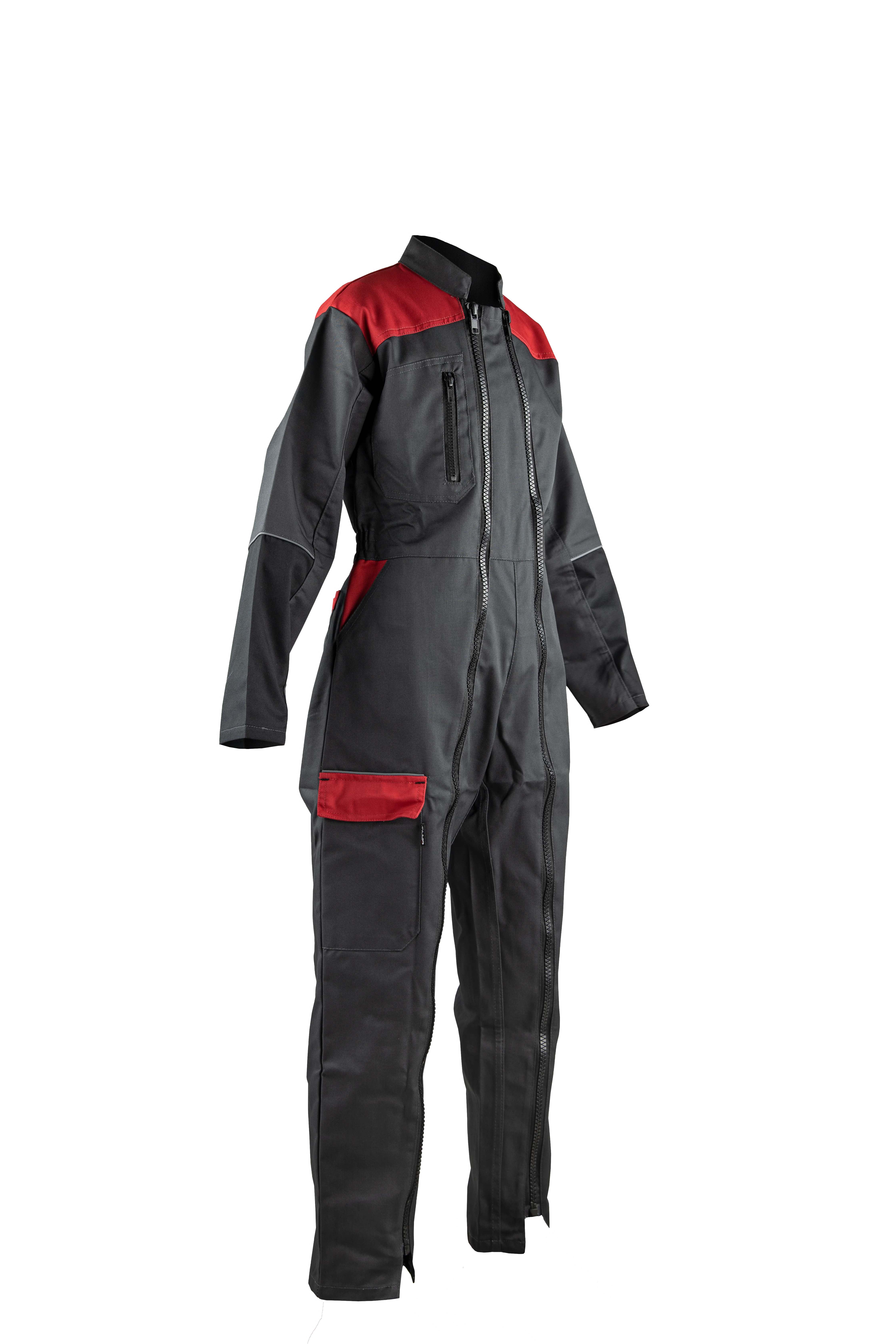 Combinaison de travail ENFANT ELFE - GRIS SOMBRE/NOIR/ROUGE image