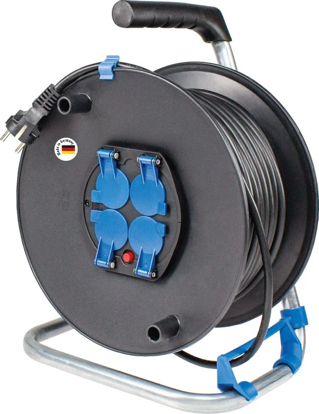 ENROULEUR DE CABLE A TAMBOUR 230MM A CLAPETS H05VV-F3G1,5 - 25M - NOIR image