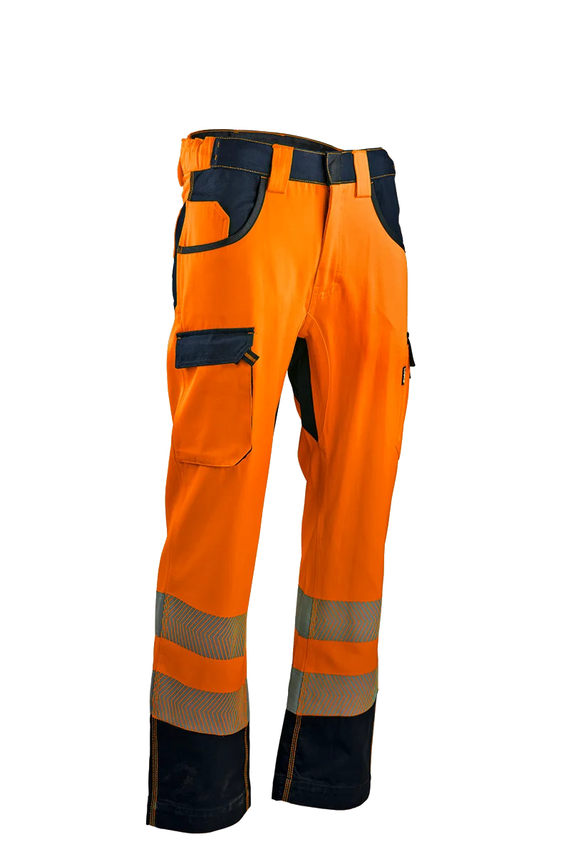 Pantalon de travail AUTHENTIC HV EMETTEUR - MARINE/ORANGE FLUO image