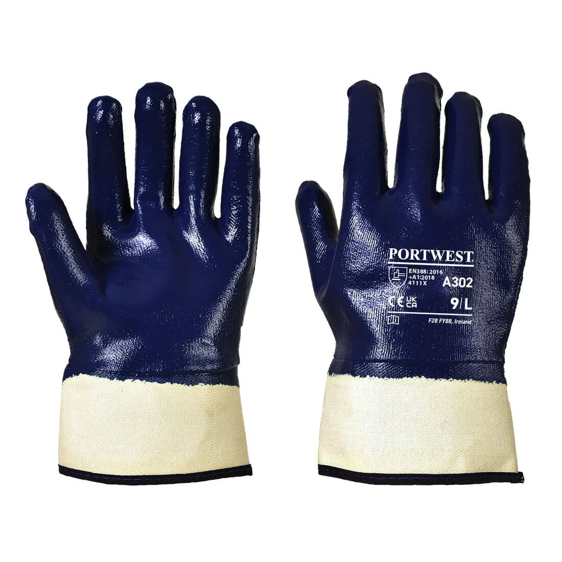 Gants Nitrile tout enduit manchette Marine image